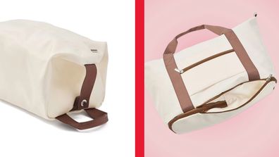 5-piece luggage set beige, duffel bag and toiletry bag, Kmart