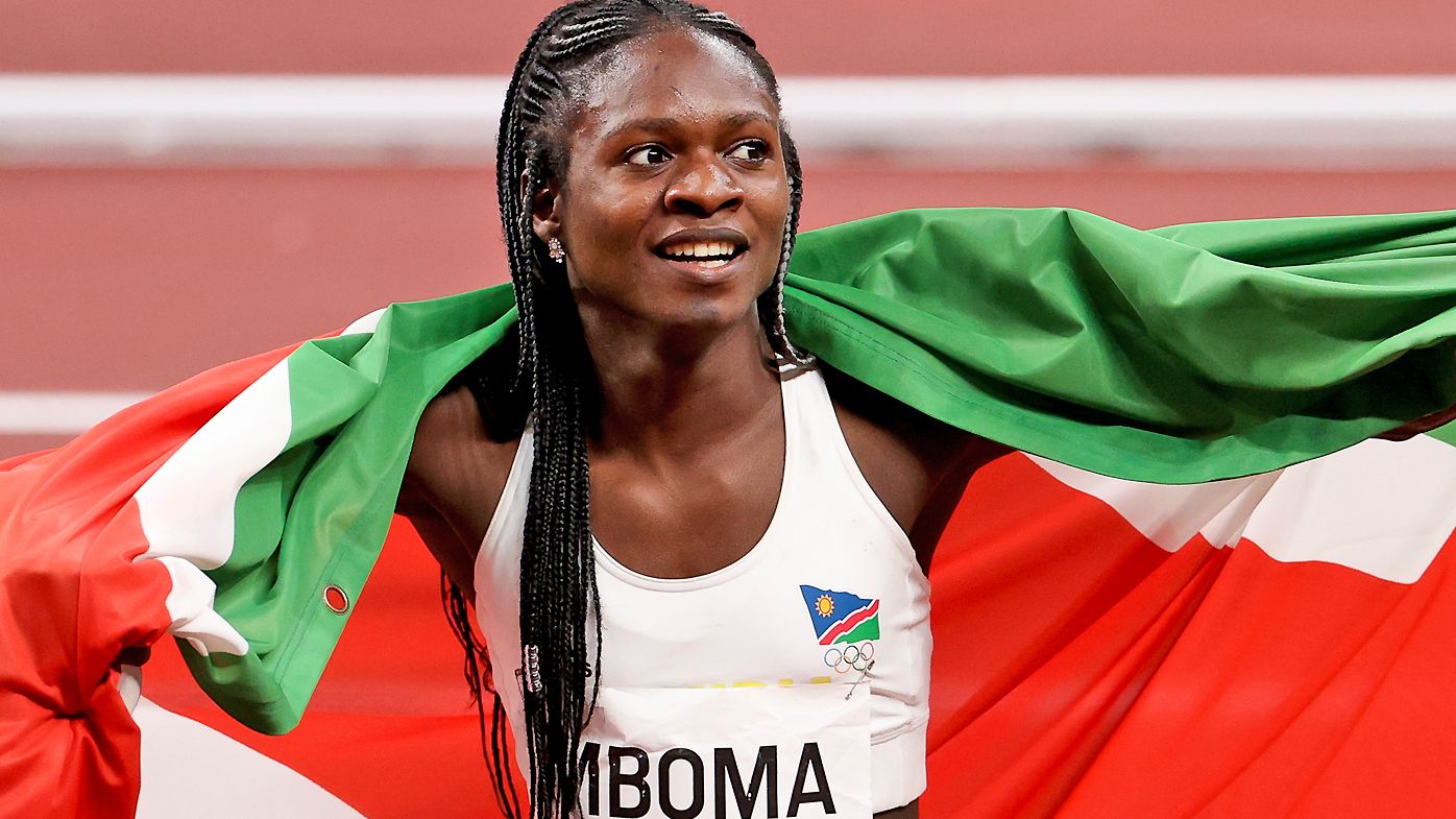 Silver Medalist Christine Mboma of Namibia celebrates following the Women&#x27;s 200m Final 