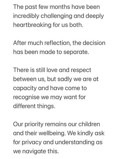 Api Robin issues statement on social media confirming his split from Celeste Barber