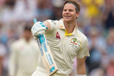 BIRMINGHAM, ENGLAND - AUGUST 04: Steve Smith of Australia celebrates his second century of the match during day four of the First Specsavers Ashes Test Match between England and Australia at Edgbaston on August 04, 2019 in Birmingham, England. (Photo by Visionhaus)