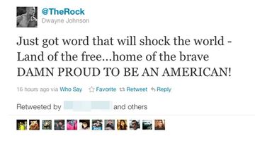 The tweet from action hero Dwayne Johnson that appeared to break the news al-Qaeda leader Osama bin Laden had been killed by a US Navy SEAL team.