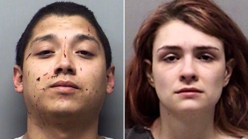 Paige Isabow Harkings, right, and Andrew Joseph Fabila have been charged by Texas authorities.