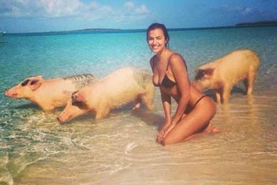Pigs might swim? Erm, weird. Irina Shayk uploaded this snap from her trip in the Bahamas and water-pigs aside, we're jel.