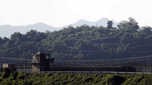 Opposing sentry posts separating North and South Korea.