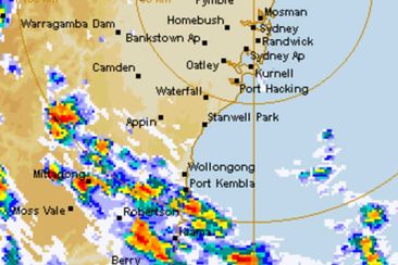 The rain radar over Sydney.