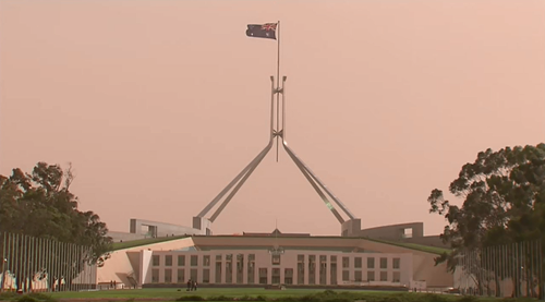 Canberra was blanketed with dust blown in from drought-ravaged regions in western NSW, lowering air quality as it moves towards the coast.