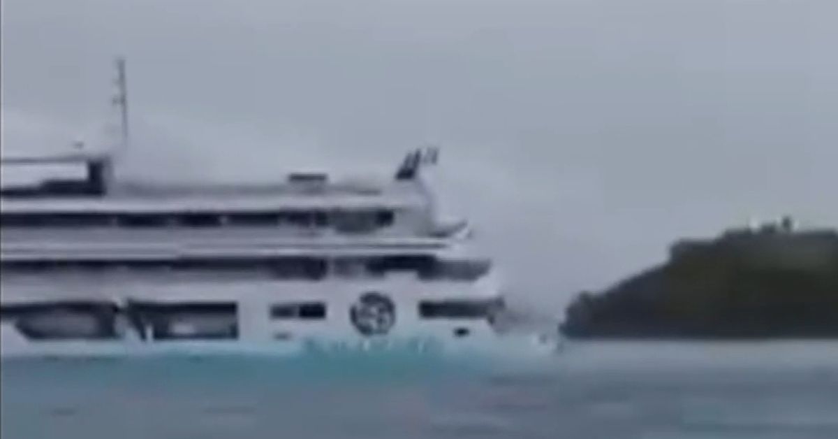Cruise ship runs aground on reef near Cast Away island in Fiji