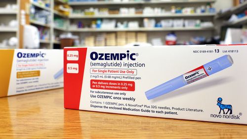 LOS ANGELES, CALIFORNIA - APRIL 17: In this photo illustration, boxes of the diabetes drug Ozempic rest on a pharmacy counter on April 17, 2023 in Los Angeles, California. Ozempic was originally approved by the FDA to treat people with Type 2 diabetes- who risk serious health consequences without medication. In recent months, there has been a spike in demand for Ozempic, or semaglutide, due to its weight loss benefits, which has led to shortages. Some doctors prescribe Ozempic off-label to treat