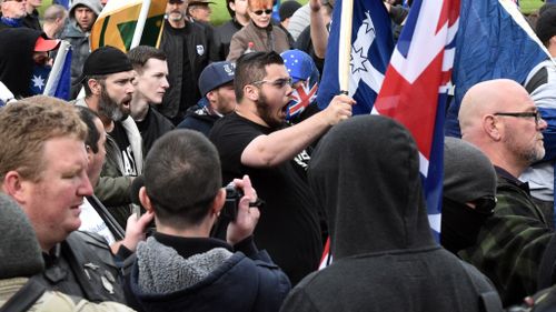 Rival protesters clashed in Coburg. (AAP)