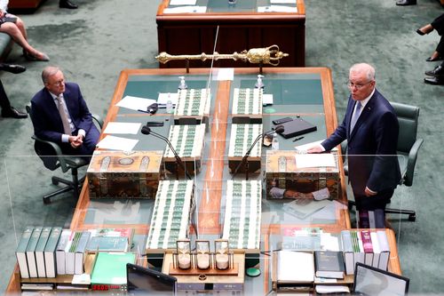 Anthony Albanese and Scott Morrison in the House of Representatives