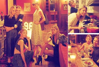 Taylor Swift at home with Karlie Kloss, Gigi Hadid, Martha Hunt and Ashley Avignone.