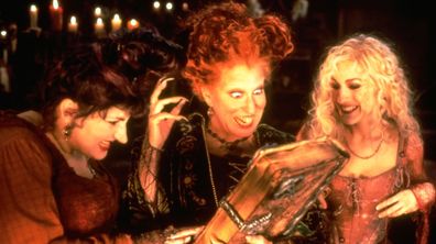 A scene from the classic Halloween film, "Hocus Pocus" is seen.