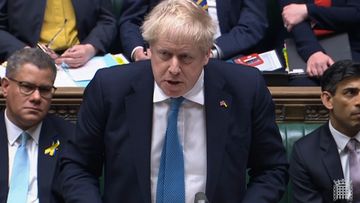 Prime Minister Boris Johnson speaks during Prime Minister&#x27;s Questions in the House of Commons, London. Wednesday March 2, 2022. 