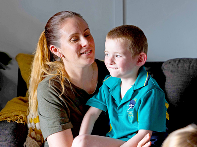Louise Wall with her son Ethan, who has level 3 autism.