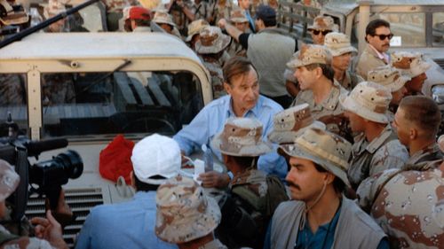 Visiting trips in Saudi Arabia as part of Operation Desert Storm during the Iraq War.