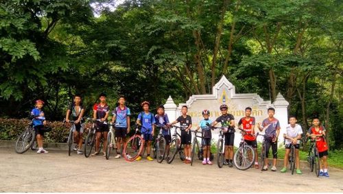 The team rode their bikes to the location before entering the caves. Image: AAP