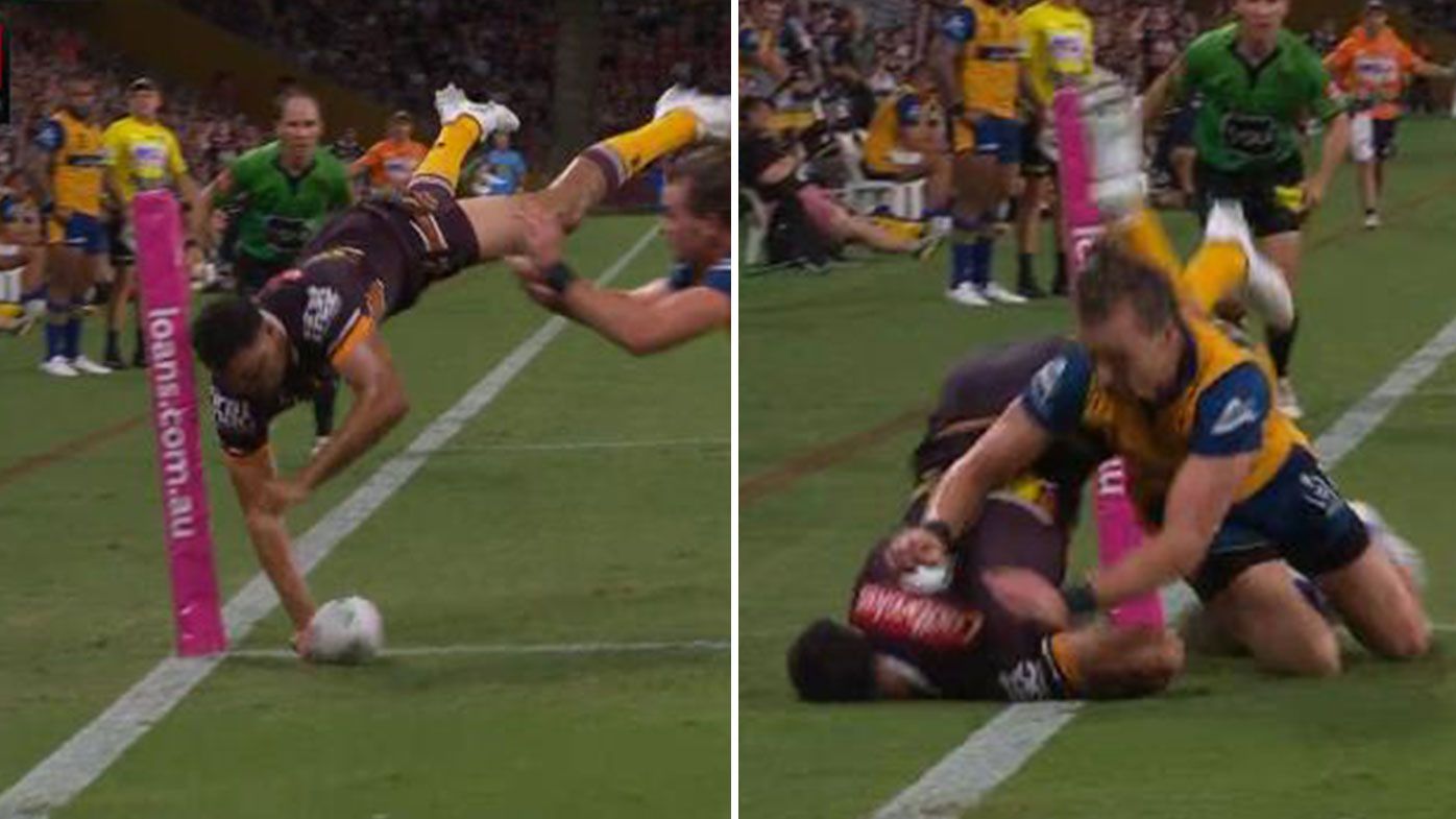 Broncos young gun Xavier Coates suffers concussion during spectacular try 