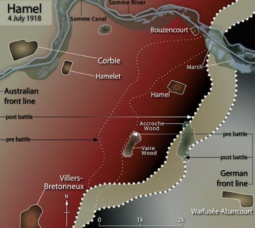 The Australian offensive against German front lines at the Battle of Hamel. (Image: Department of Veterans Affairs).