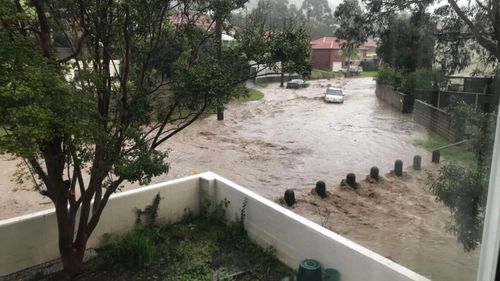 Streets turning into rivers at Corrimal in Wollongong.