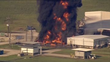 Massive inferno burning at flooded Houston chemical plant