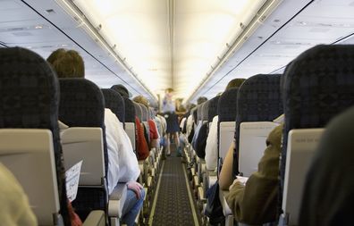Passengers sitting on flight