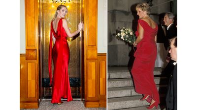 Kitty Spencer mimics Diana's open-back red gown