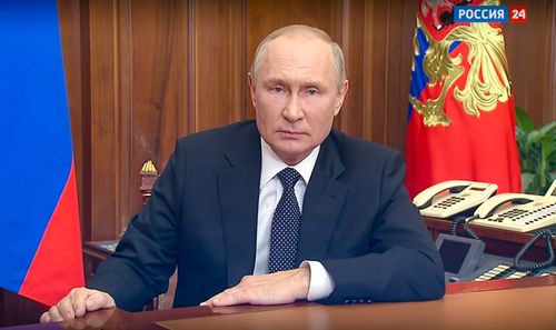 Russian President Vladimir Putin addresses the nation