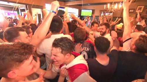 England fans lose all control. Picture: 9NEWS