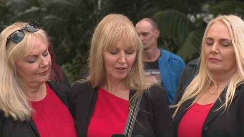 Lynn Cannon's sisters outside court.