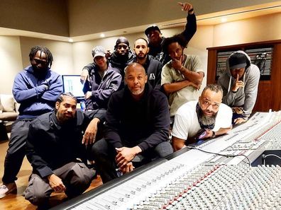 Dr Dre back to work following a brain aneurysm in January.