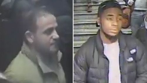 Authorities are searching for the two men suspected of causing the panic at the station.