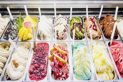 classic italian gourmet gelato gelato ice cream display in shop