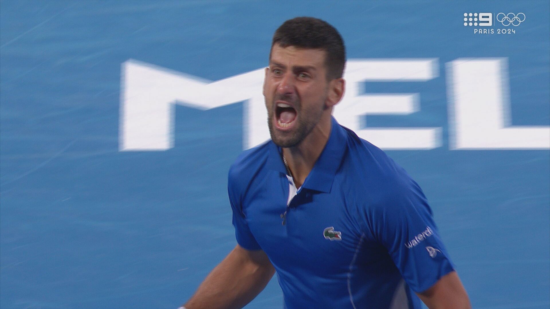 Novak Djokovic screams at the grandstands after defeating Alexei Popyrin having earlier had a confrontation with one fan.