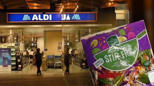 Supermarket Aldi ze szpinakiem