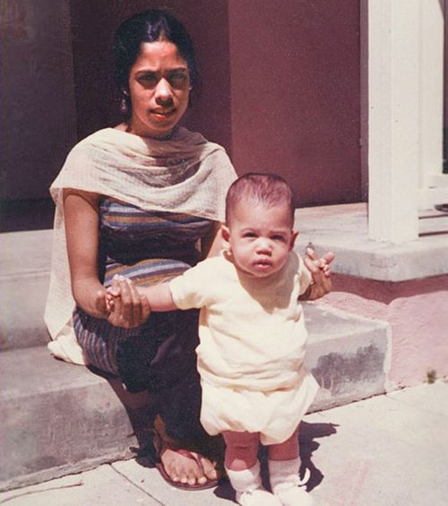 Kamala Harris as a baby with her mother.