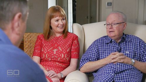 Graham Richardson and wife Amanda talk to Charles Wooley.  (60 Minutes)
