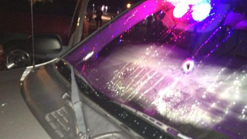 Local police have tweeted photos of a bullet-ridden squad car. (Supplied)