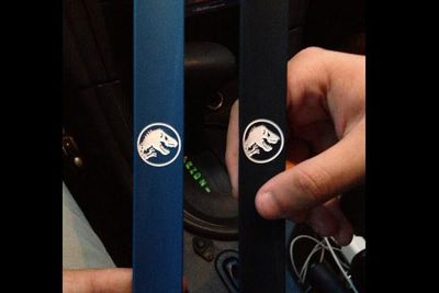 One enthusiastic staff member shared this sneaky photo to Twitter.<br/><br/>"Just finished filming #JurassicWorld and we got to take a prop home with us," he wrote alongside the snap. "Our Jurassic World park bands!!!"<br/><br/>(Image: Steven Recino/Twitter)