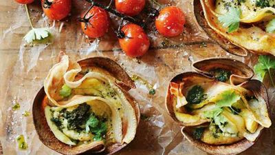 Donna Hay's pancetta, ricotta and kale frittata cups