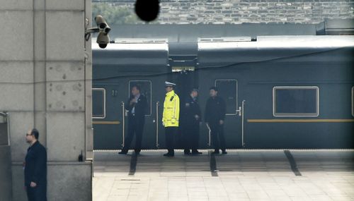 The armoured train which carried Kim Jong-un was spotted in Beijing earlier in the week. (AAP)