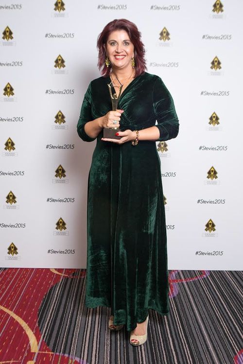 Shar Moore announced as the 2015 winner of the Gold International Stevie Award in New York. Picture: Supplied