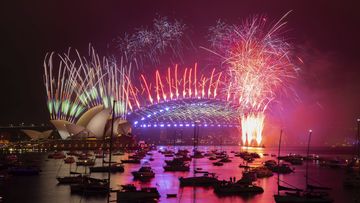 REFILE HIGH RES. The New Years Eve Fireworks in Sydney Harbour as seen from Mrs Macquaries Point in Sydney on January 1, 2021. Photo: Dominic Lorrimer