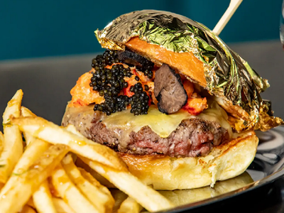 The Gold Standard burger complete with caviar