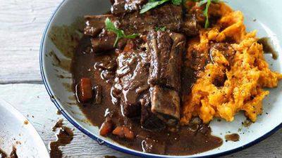 <strong>Recipe:&nbsp;<a href="http://kitchen.nine.com.au/2016/06/23/10/14/hayden-quinns-beer-braised-beef-short-ribs-with-sweet-potato-mash" target="_top" draggable="false">Hayden Quinn's beer braised beef short ribs with sweet potato mash</a></strong>