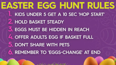 Shane Jacobson Easter egg hunt rules