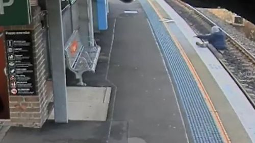 The man stumbled off the edge of a platform at Berala train station, while an oncoming train was unable to see him. Picture: Supplied.