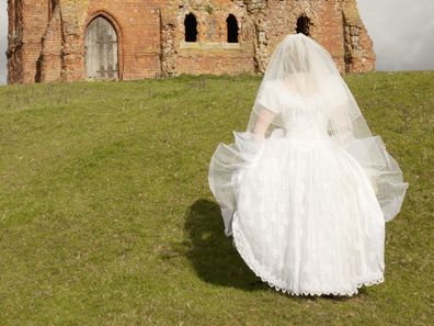 Bride arriving to funeral