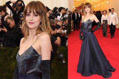 <i>Fifty Shades of Grey</i> star Dakota Johnson looks vampy in this sleek number.<br/><br/>(Image: Getty)