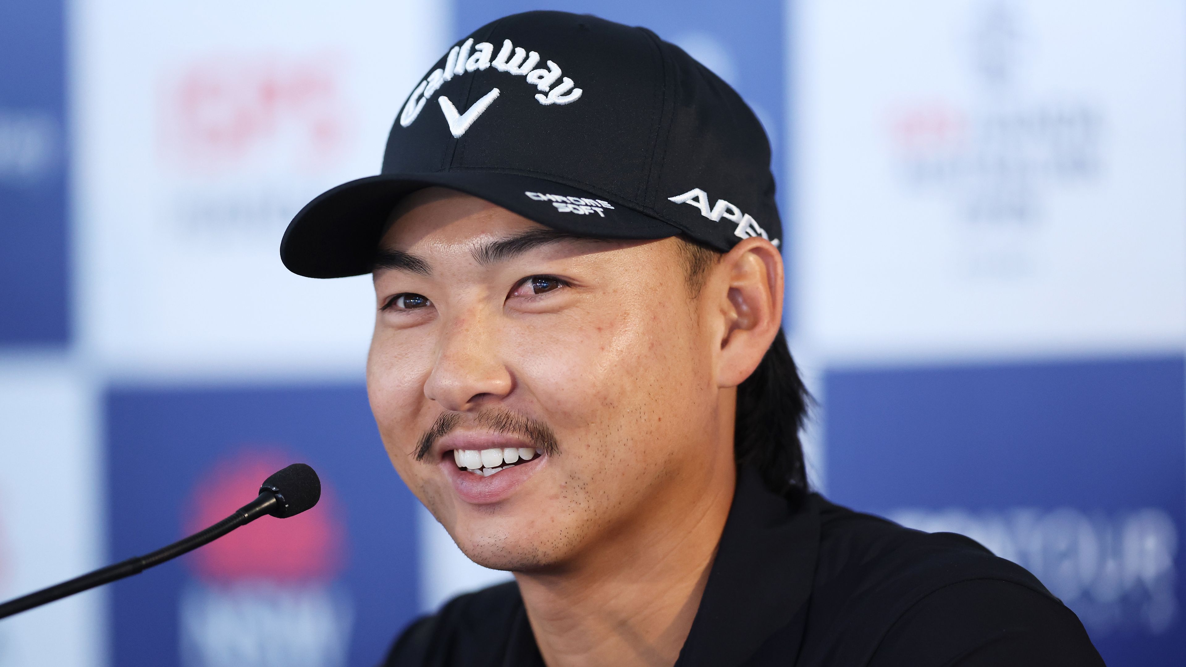 SYDNEY, AUSTRALIA - NOVEMBER 28: Min Woo Lee speaks to the media during a press conference ahead of the ISPS HANDA Australian Open at The Australian Golf Course on November 28, 2023 in Sydney, Australia. (Photo by Matt King/Getty Images)