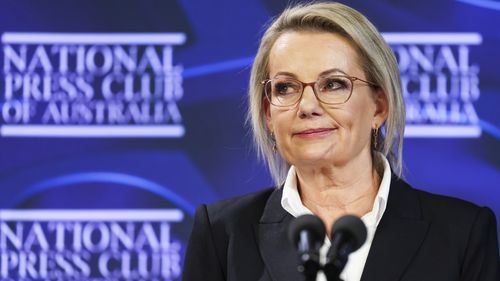 Liberal leader Sussan Ley during an address to the National Press Club of Australia in Canberra on Wednesday 25 June 2025. fedpol Photo: Alex Ellinghausen